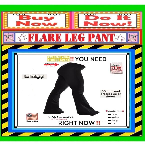 📢 BULLY High Waist➕🆒 LEGGING PANT Fold Over FLARE LEG Solid Stretch💸BUY NOW‼️ - Picture 16 of 16